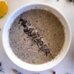 Cream of Mushroom Soup in a bowl on a white table